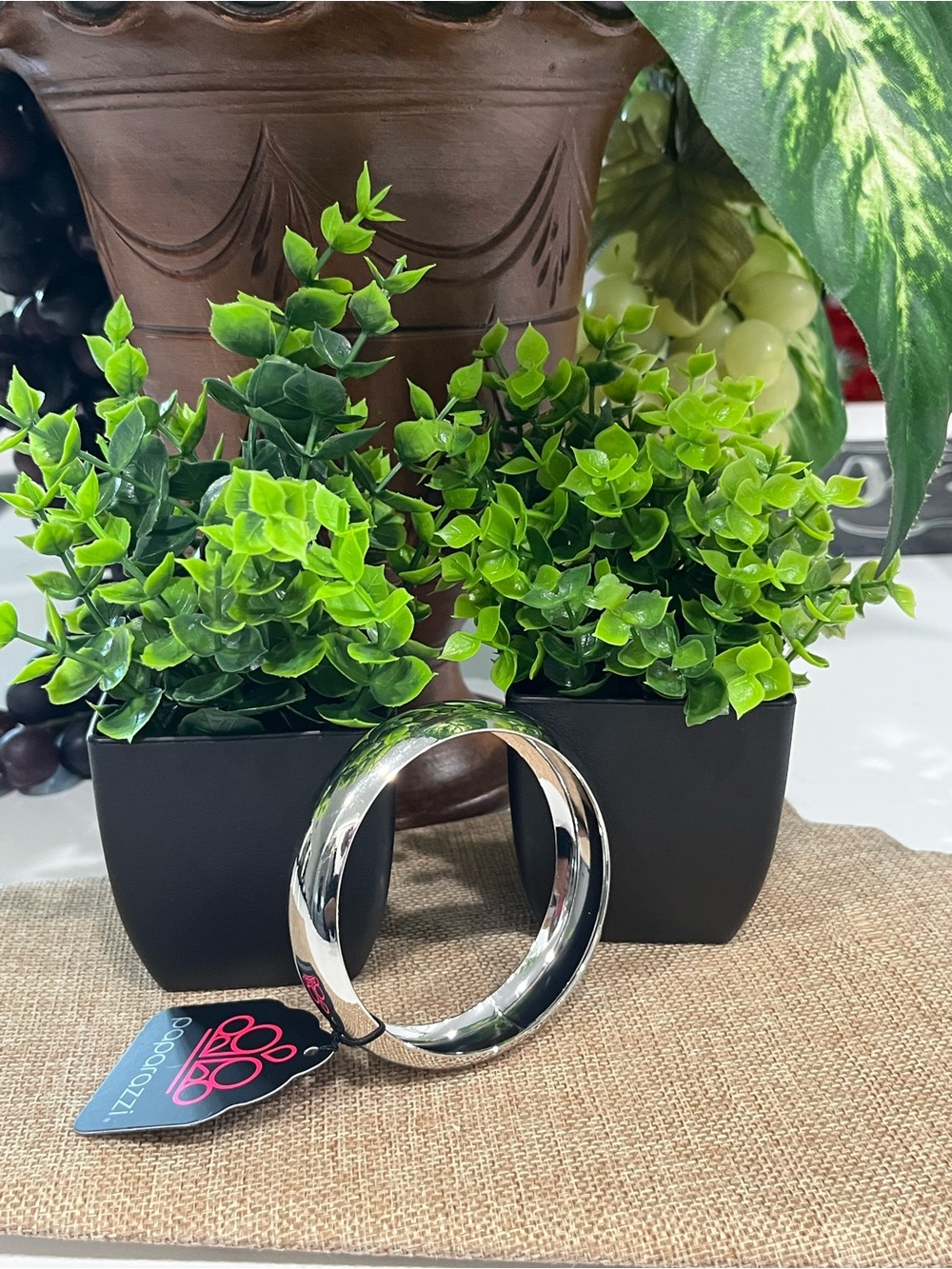 paparazzi Silver-Tone Shiny Hinged Bangle